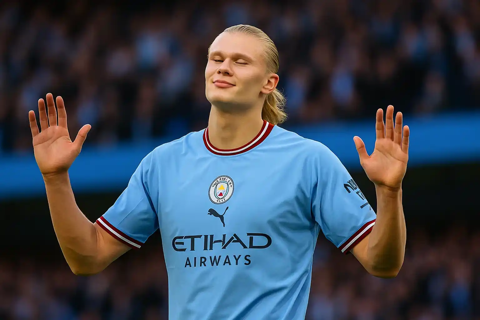 Haaland ăn mừng nhẹ, vì ghi bàn đã quá quen rồi